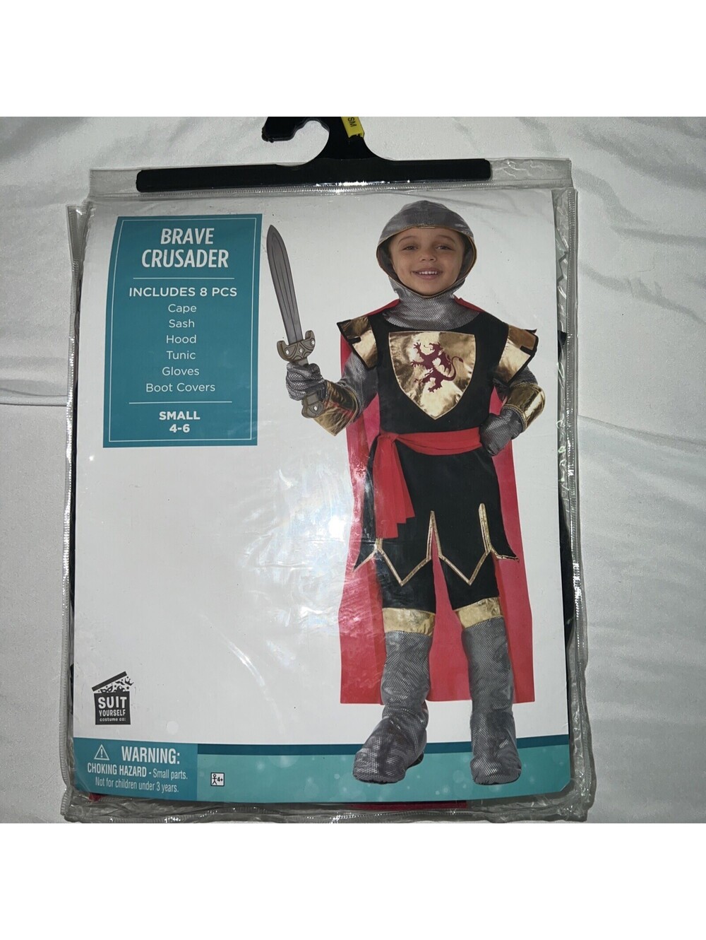 Halloween Costume Brave Crusader, Boy Child Size Small 4-6, 8 Pc: Cape, Hood